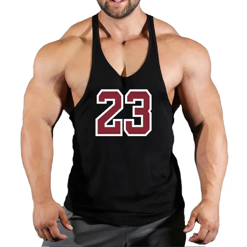 Märke 23 Gym Tank Top Men Fitness Clothing Mens Bodybuilding Tops Summer för manliga ärmlösa västtröjor 220624