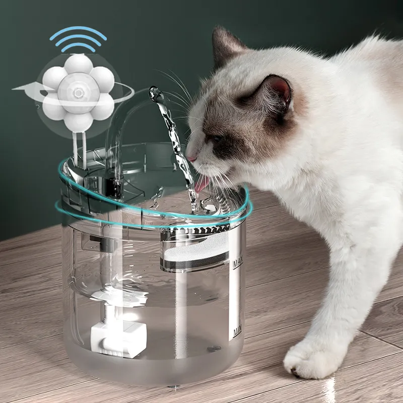 2L Fontanna dla kotów Bezprzewodowa czujnik ruchu Automatyczna kot pijący filtrujący Dog wodny Intelligent Pet Feeder 220323