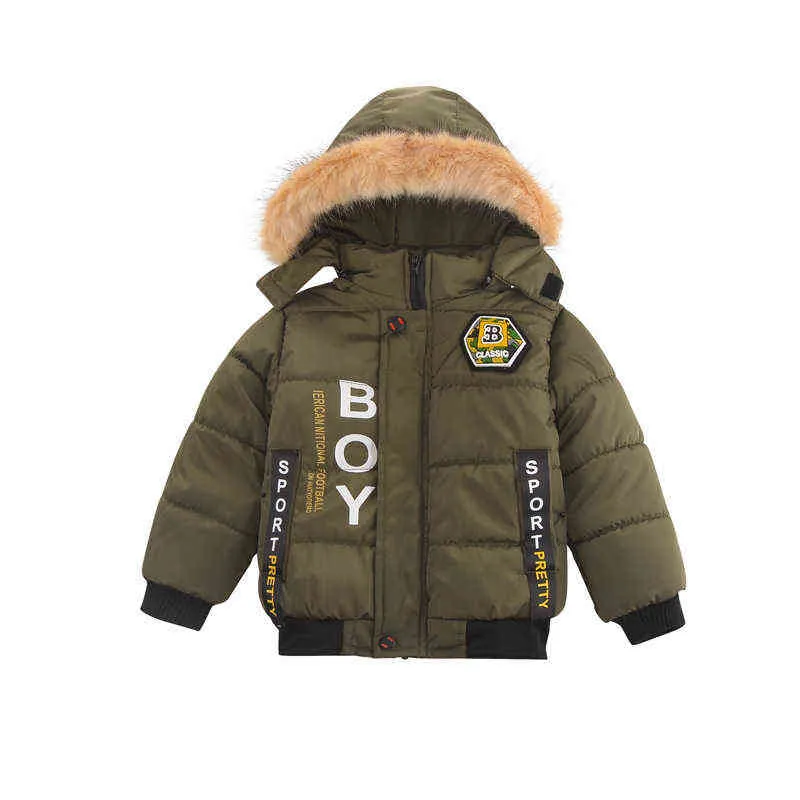 2021 Sonbahar Kış Bebek Erkek Erkek Erkek Çocuk Giyim Çocukları Hooded Kalın Sıcak Dış Giyim Ceketleri Erkek Giyim 1 2 3 4 Yıl J220718