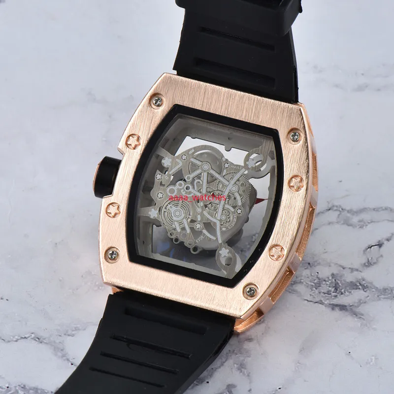 Orologio da polso scheletrato impermeabile da uomo con quarzo automatico moda trasparente con cinturino in pelle da donna315h