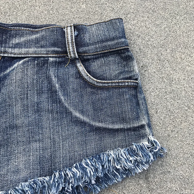 NORMOV Sexy femmes Shorts été plage taille basse gland Denim jean court Mini maigre Club fête danse butin Feminino pôle Shorts 220419