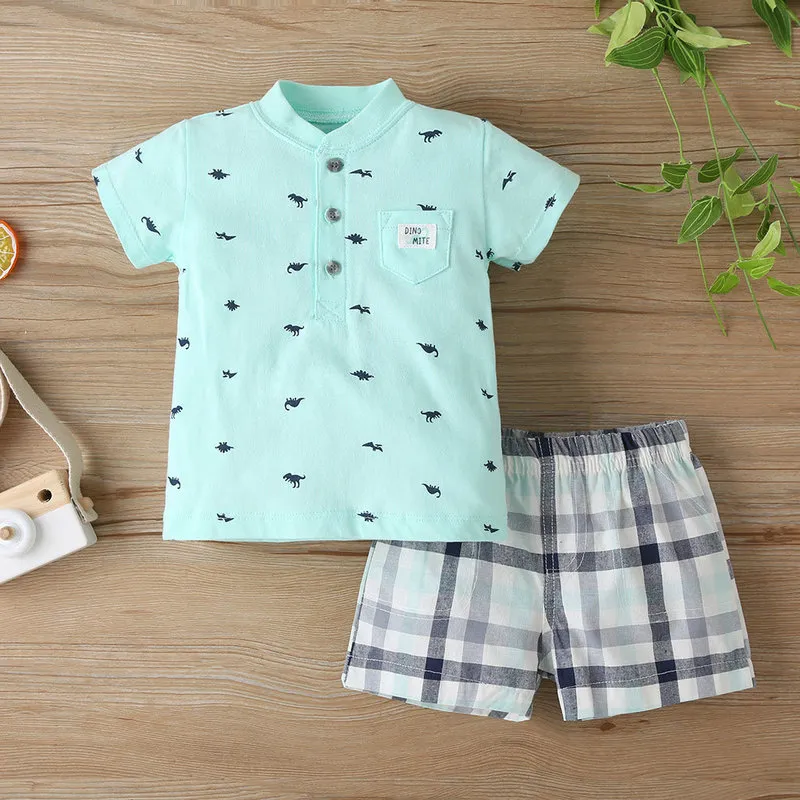 T-shirt de impressão de manga curta   shorts bebê menino roupas de verão conjunto toddler roupa infantil nascido menina traje nascido bebês 220425