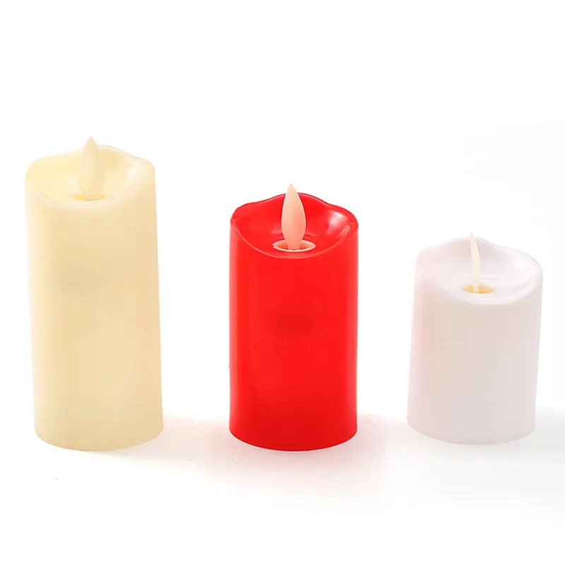 Candele senza fiamma a LED Luci a lume di candela tremolanti a colonna in plastica a batteria decorazioni feste 220606