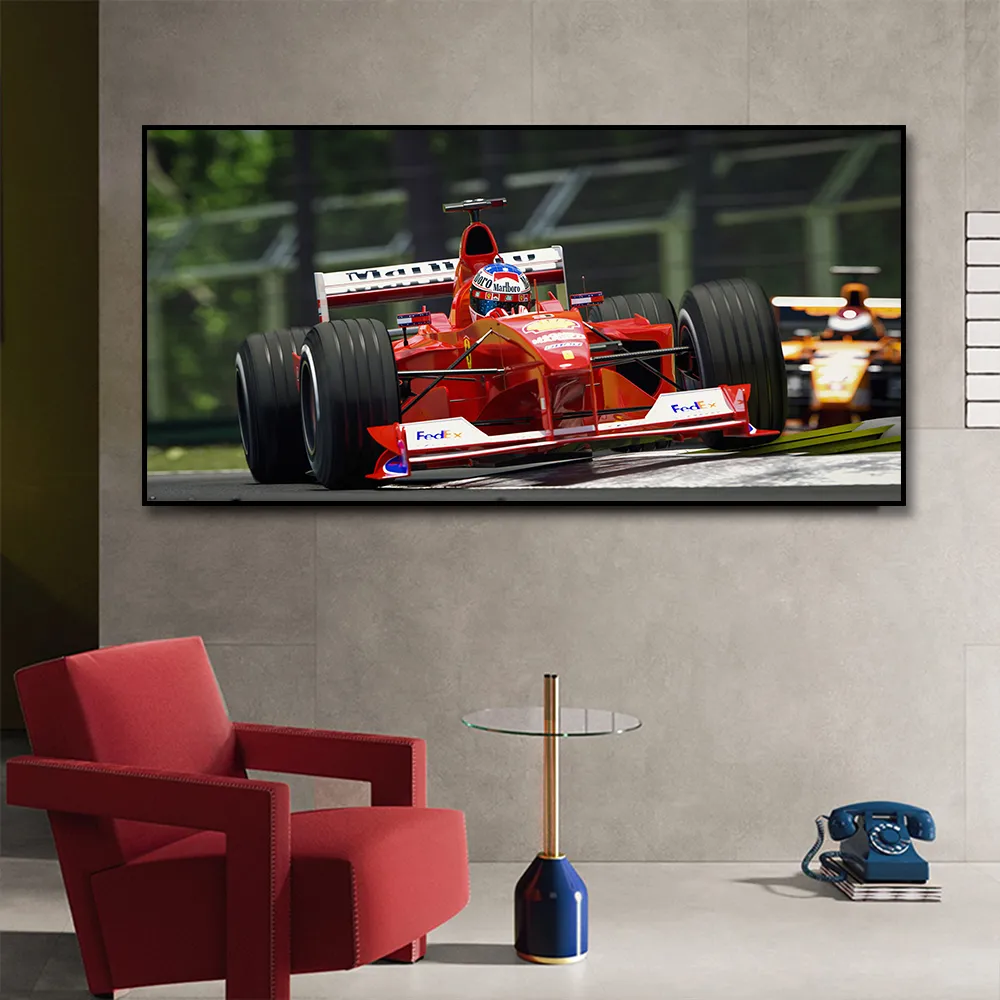 F1 bil racing affisch canvas målning tryck hoom dekor väggkonst bild för vardagsrum hem dekoration ramlös