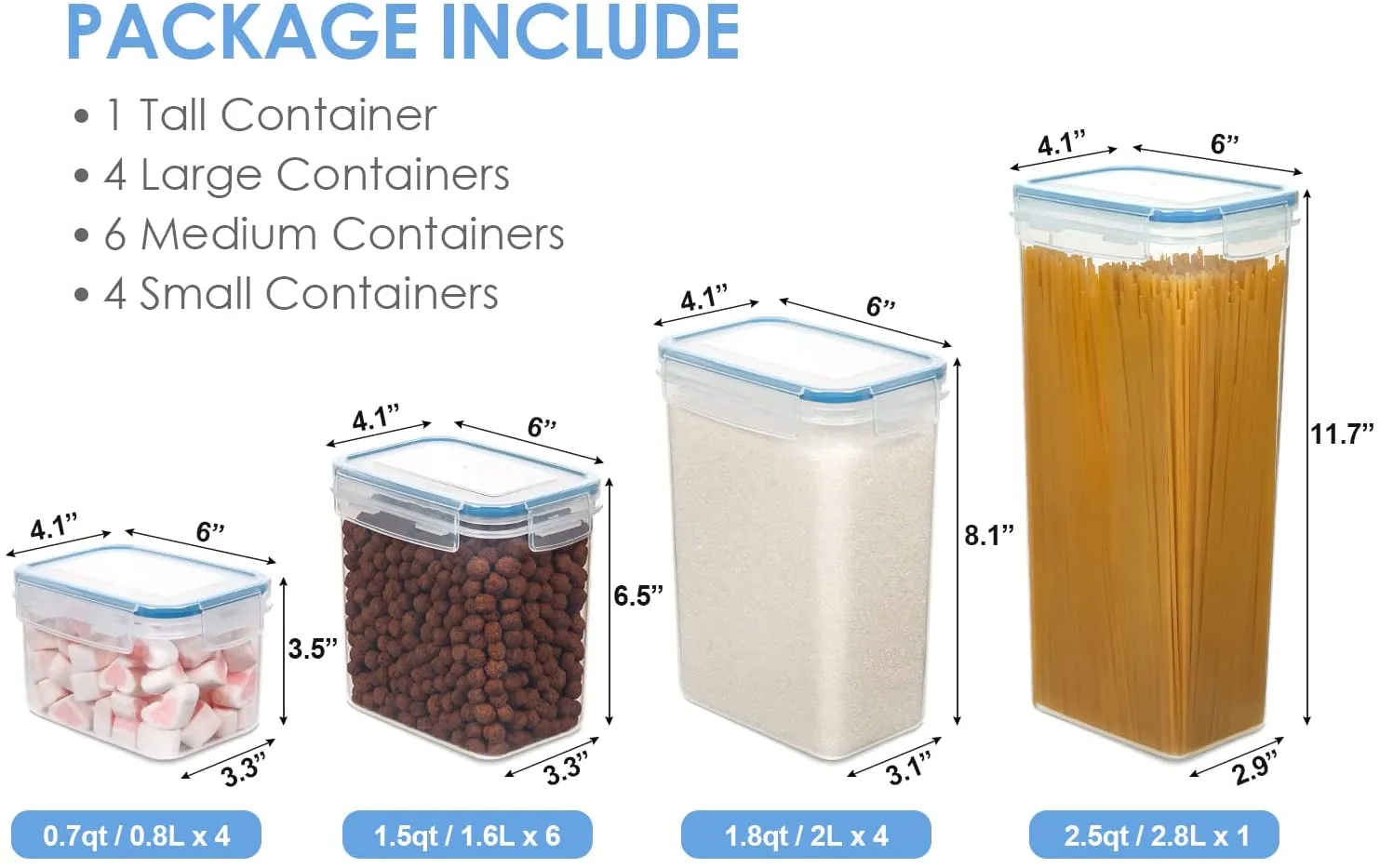 15 adet hava geçirmez gıda saklama kapları kapaklarla ayarlanmış BPA ücretsiz plastik kuru gıda kutuları mutfak depolama bulaşık makinesi kasası 24 etiket içerir