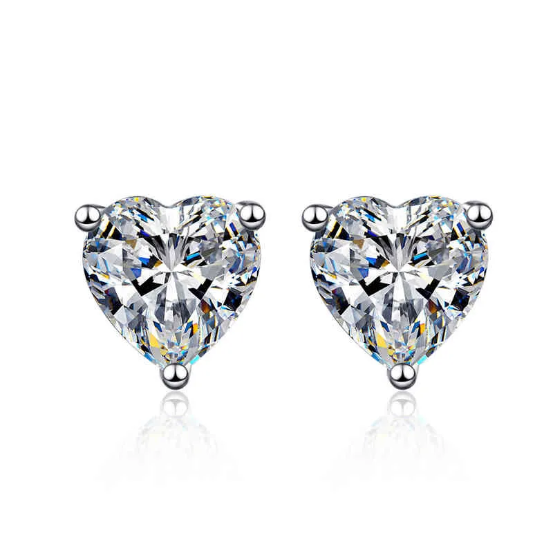 925 Sterling Silver VVS1 1-2 CT Real Moissanite Gemstone Anniversary Wedding Heart Earrings Fine Jewelry Wholesale