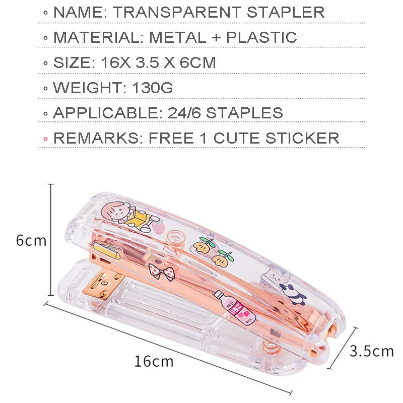 Ins Stapler Girly Cute Student Large School Supplies Engrampador Papel Reliure Livre Office Accessories 220510