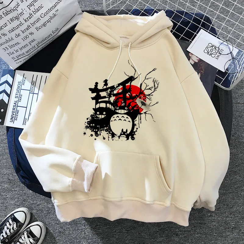 جارتي Totoro Haruku Hoodies Women Studio Ghibli Kawaii Sweatshirt Miyazaki Hayao Funny Cartoon Cartooned Female Human Hush Humeron Rabbit the New Miyazaki Totoro