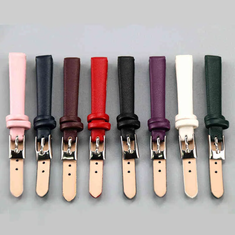 Strap Women Handmade Leather Stainless Steel Buckle Bracelet Accessories Black Pink White Red band 8mm 10mm-22mm G220420
