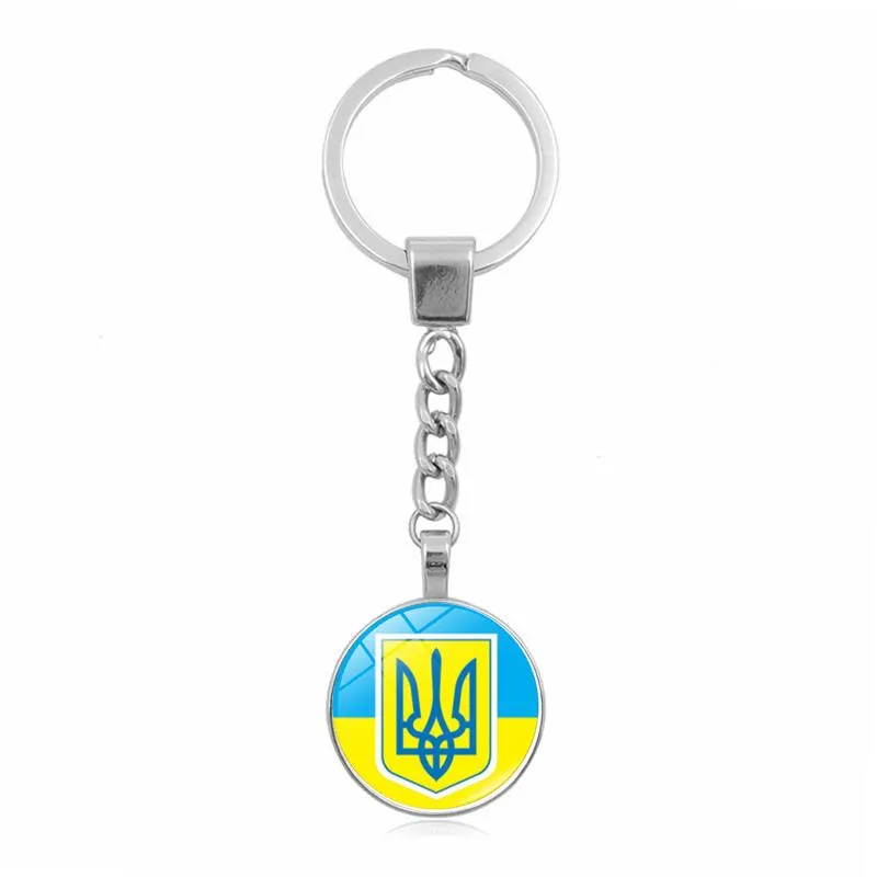 Keychains Ukraine Flag Verre Cabochon Accessoires Accessoires Ukrainian National Symbole Metal Courage de clés Holder pour femmes2974