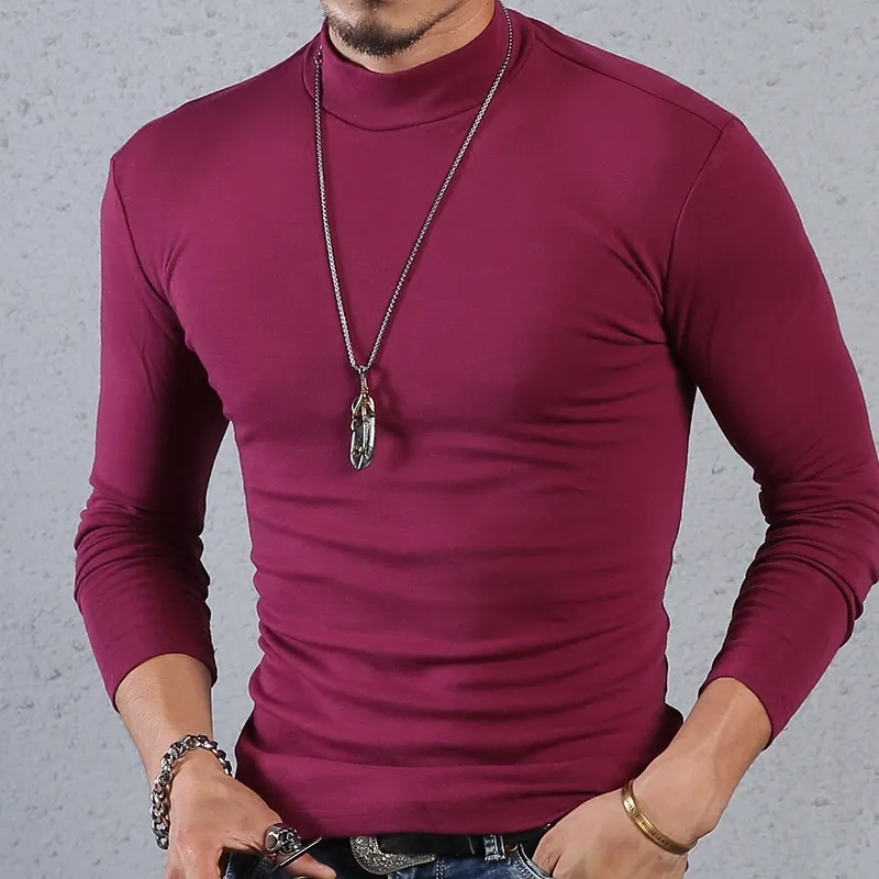 Arcsinx Half Turtleneck Mężczyźni T-shirt Casual Z Długim Rękawem T Plus Rozmiar 6XL 5XL 4XL 3XL Moda Fitness Tight Tee 220401