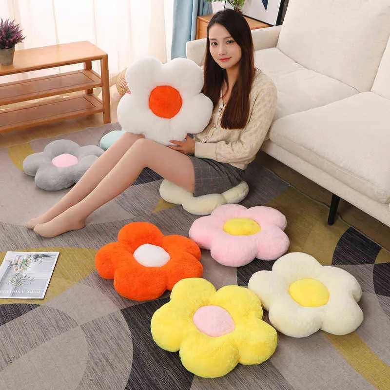 CM Kawaii красочная цветочная плюшевая игрушка красивая фаршированная мягкая растение цветочная подушка напольный стул коврик для автомобиля Decor Dired J220704