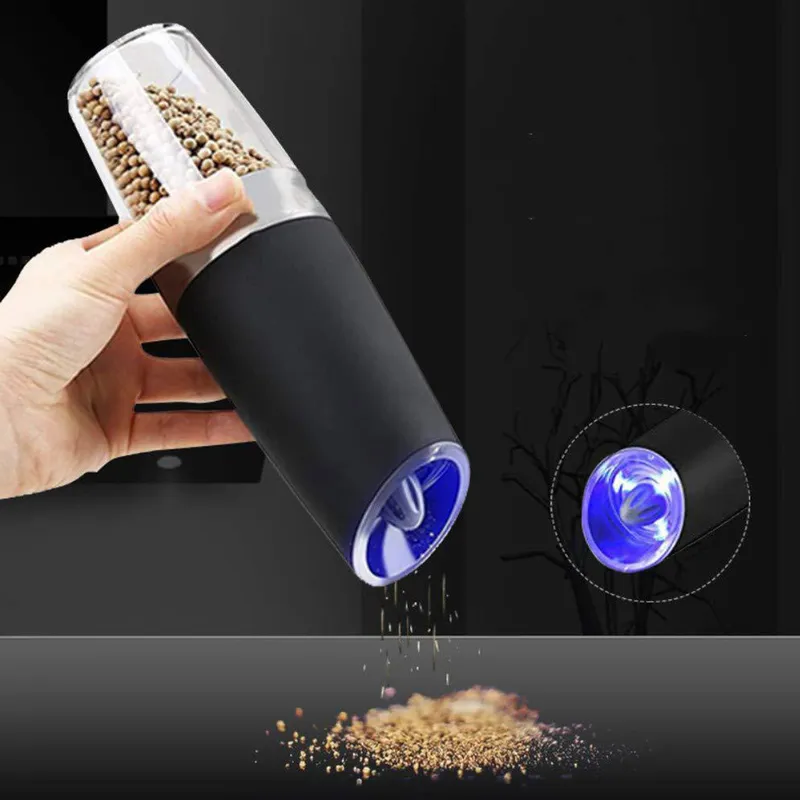 Elektrische automatische molenpeper en zoutmolen LED -licht Peper Spice Korrel s porselein slijpen kern keukengereedschap 220510