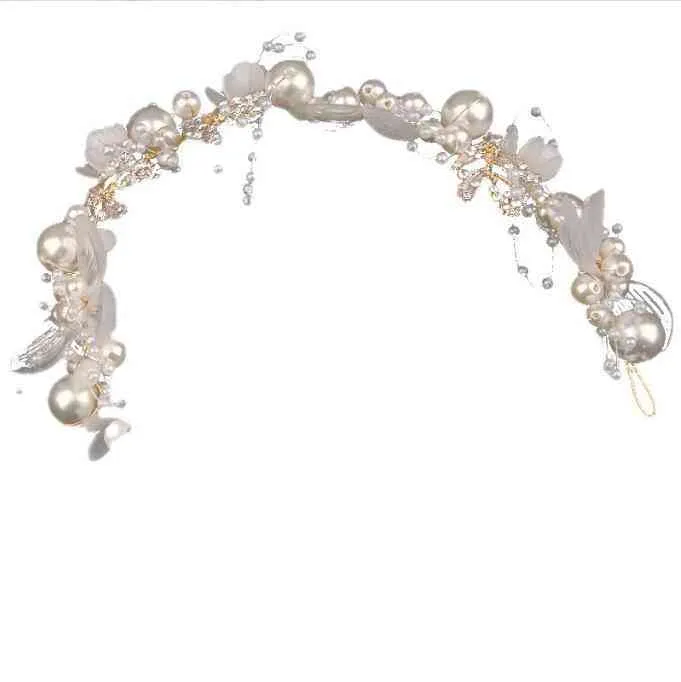 Tatlı Pembe Kristal Gelin Başlık Zinciri Düğün Rhinestone Çiçekleri Tiara Taç Baş Bandı Altın Nedime Saç Takı H0827302M