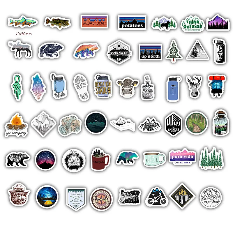 Waterproof 10 30 Camping Landscape Stickers Outdoor Adventure Climbing Travel Waterproof Sticker to Suitcase Laptop Bicycle 177M