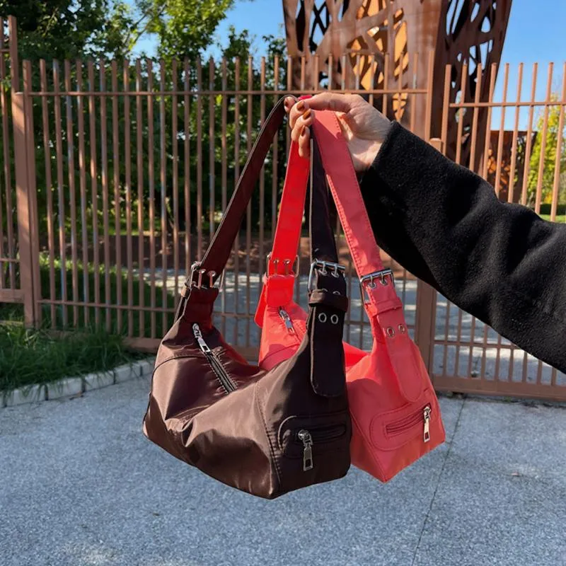 Sacs de soirée Femmes Solide Couleur Sac à bandoulière Vintage Designer Nylon Aisselles Sauvage Ceinture Boucle Poignée Femelle Hobo Bolso Mujer209x