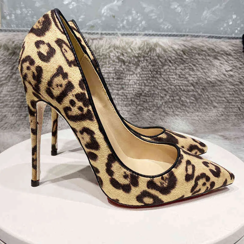 NoEnName Null Leopard print suede women's shoes sexy party and wedding shoes 12cm Party high heels SM cross dressing room T220730
