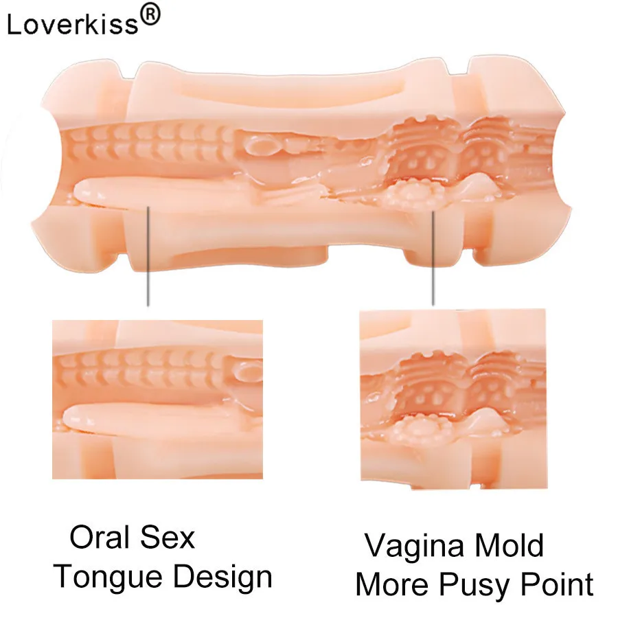 Silikon Vagina Echte Pussy Blowjob Oral sexy Dual End Männlicher Masturbator Hände Frei Masturbation Tasse Vibrator Spielzeug für Mann
