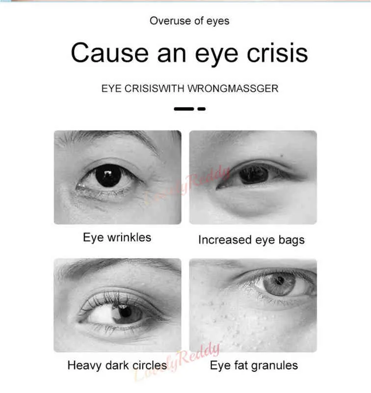 Dispositivos de cuidado facial Ems Masajeador de ojos Luz roja eléctrica Almohadillas térmicas Círculos oscuros Eliminación de bolsas Antiarrugas Alivio de hinchazón Herramientas de relajación 0727