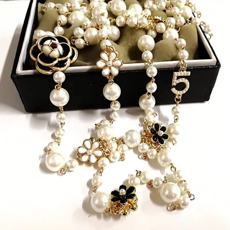 Mimiyagu – collier Long de perles simulées pour femmes, pendentif Double couche, chaîne de pull, bijoux de fête, 2207051464734