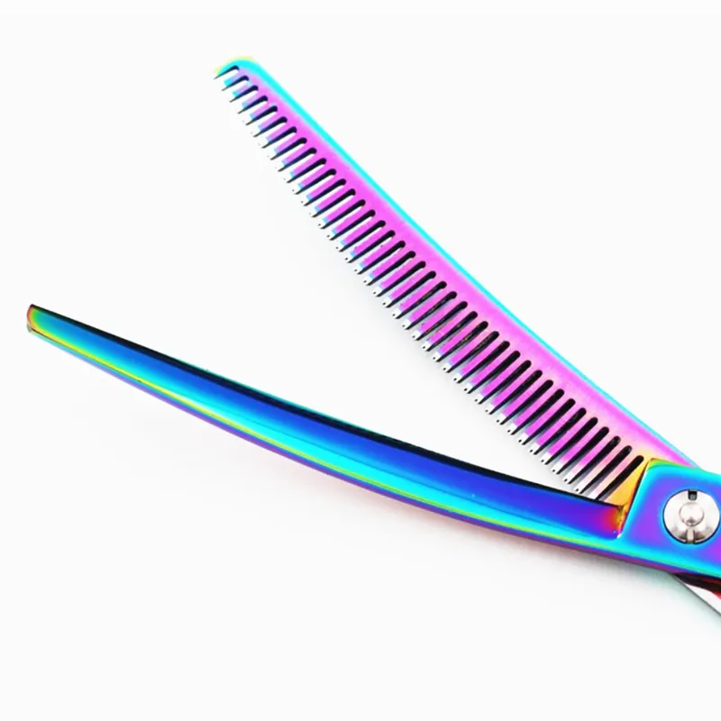 Professionell 7 tum Japan Stål Pet Dog Grooming Curved Hair Scissors Tunna Barber Haircutting Shears Frisör 220317