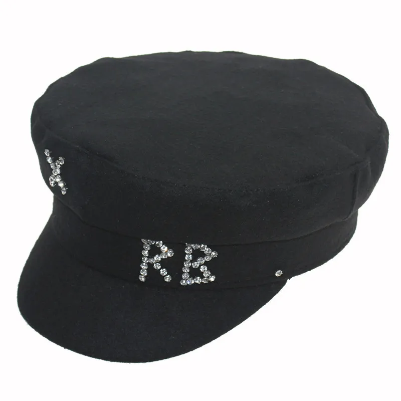 Простая шляпа RB Women Men Men Street Fashion Style Hats Black Berets Flat Top Caps Drop Ship Cap GX220520