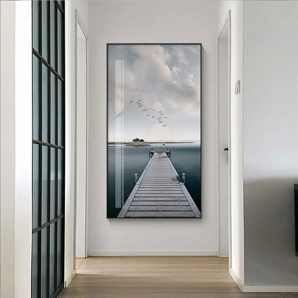 Nordic Seascape Canvas Affiche Coastal Bridge Wall Art Toile Imprime