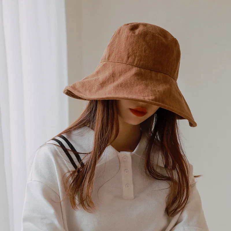 양동이 모자 여성 야외 여름 태양 모자 foldable 와이드 브림 큰 검은 베이지 색 카키 커피 패션 220318
