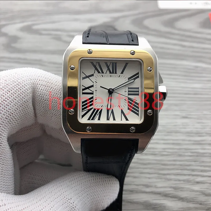 Luksusowe zegarki męskie Montre de Luxe Sport Sports Watch 40 mm Automatyczne mechaniczne skórzane pasek Square ze stali nierdzewnej Tial 305h