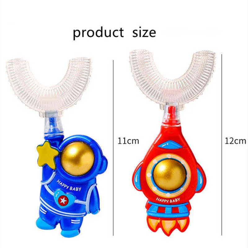 Spazzolino da denti bambini Spazzolino da denti bambini Massaggiagengive bambini a forma di U da 360 gradi Spazzola astronauta in silicone morbido Pulizia dei denti bambini 0511