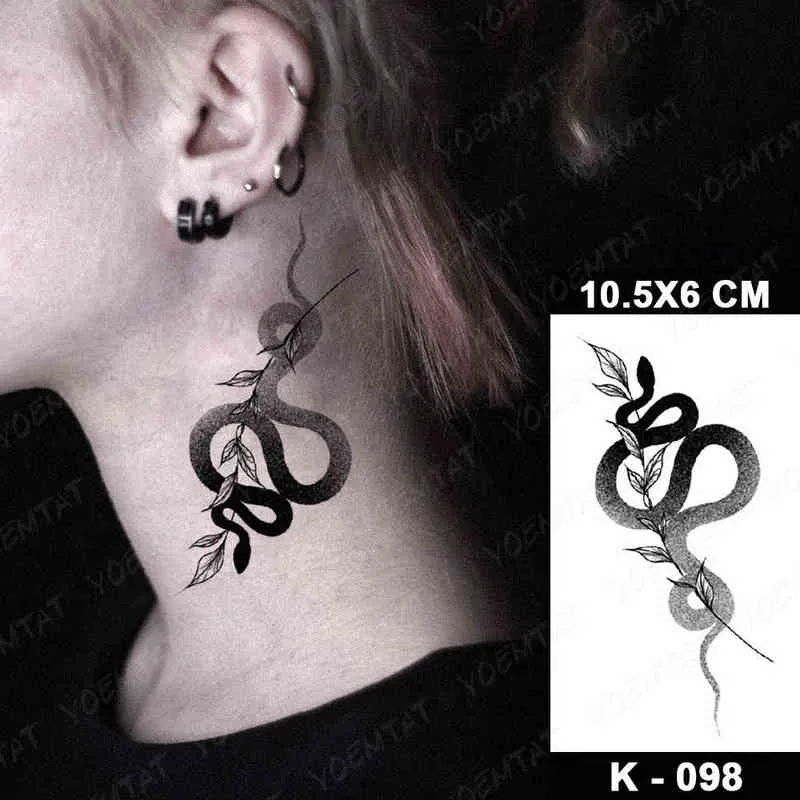 NXY Temporary Tattoo Waterproof Sticker Snake Flower Rose Flash s Lace Fox Lion Tree Body Art Arm Fake Sleeve Women 0330