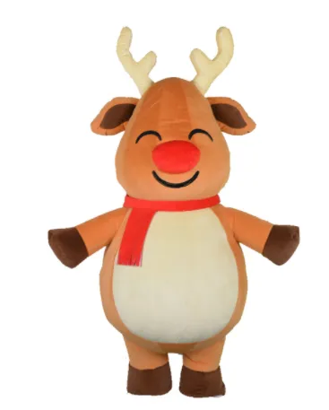 Costume de poupée de mascotte Costume de mascotte professionnel Cerf de Noël Déguisement Taille adulte