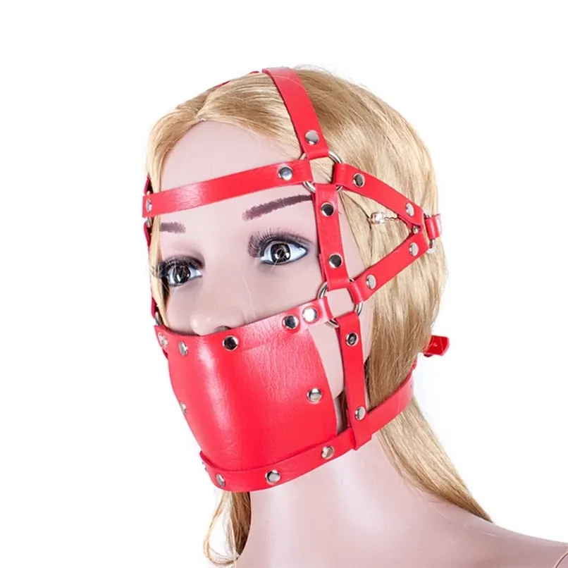 Maschera in pelle Traspirante Palla in silicone Gag Bocca aperta Plug SM Testa Bondage Imbracatura sexy Schiava Muso Gioco erotico Strumenti donne