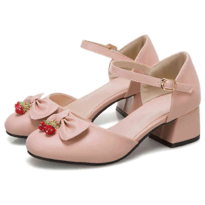 Sandali Sweet Bowgebonden Sandalen Vrouwen Zomer Zoete Bloemen Medium Hakken Enkelbandjes Party Dans Schoenen Meisjes Nieuwe 2022 Lente 220427