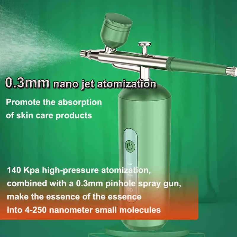 Top 0.3mm Cordless Airbrush Kit Portable With Compressor For Makeup Nail Art Tattoo Craft Cake Nano Mist Sprayer 220526