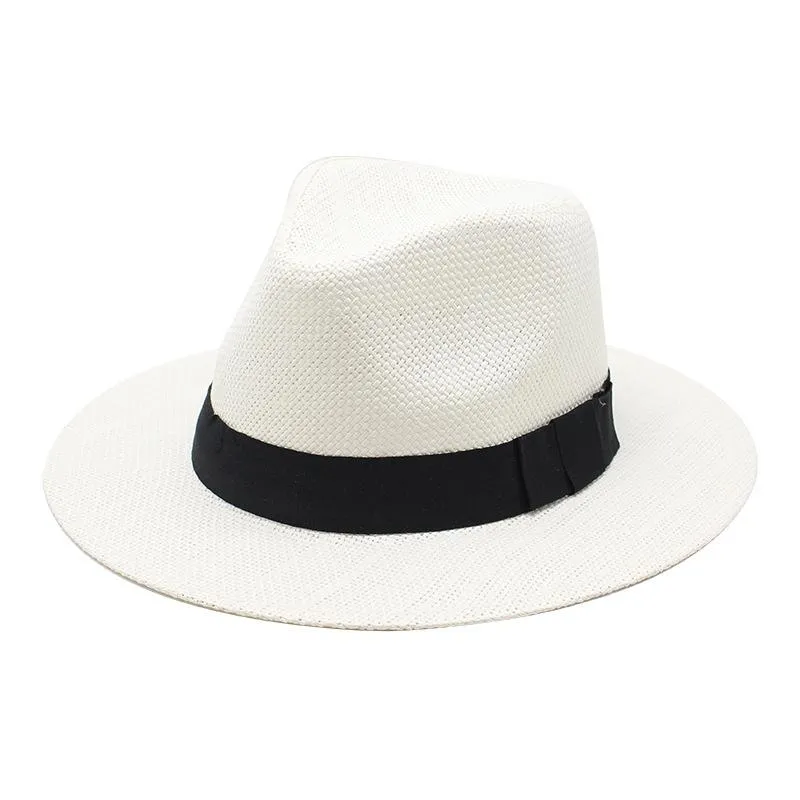 Bérets d'été Fedoras Panama Jazz Chapeau chapeaux de soleil pour femmes homme plage paille hommes Protection UV Casquette Chapeau FemmeBerets234r