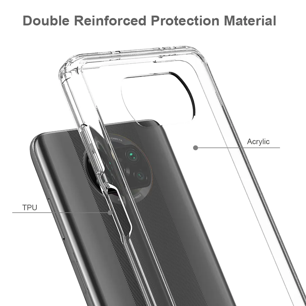 Coque transparente anti-rayures en cristal acrylique, étui antichoc pour Xiaomi Poco X3 Nfc F3m3 Pro 5g, coque arrière en plastique dur Tpu