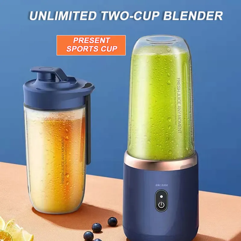 6 blades Juicer Cup Fruit Juice USB Charging Squeezer Blender Food Mixer Ice Crusher Plastic Machine 220531
