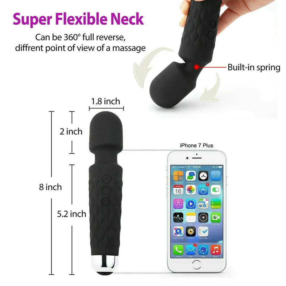Massage Stick 20 Frequência Vibrador forte Av impermeável USB Recarregável Produtos Sexy para Mulheres