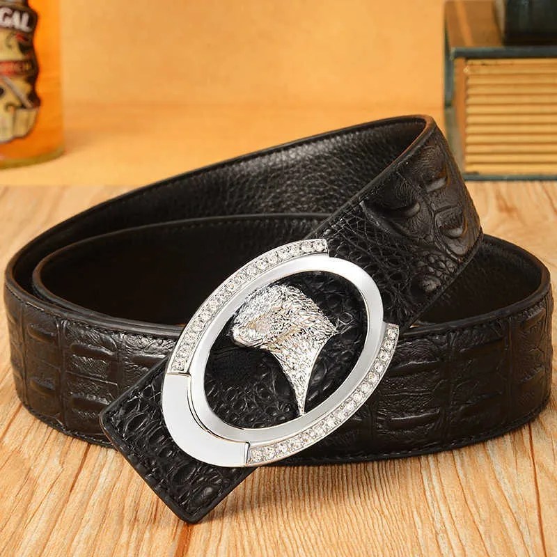 Ceinture en cuir de marque pour hommes entiers ceintures de créateur à boucle lisse aigle pour homme ceintures de robe de luxe classiques ceinture de pantalon 105-2188