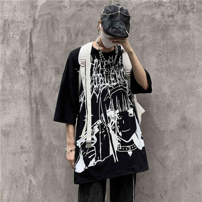 QWEEK gothique foncé Anime T-shirt graphique T-shirt Streetwear Manga Vintage japonais Harajuku gothique Goth T-shirt haut 2021 Kpop