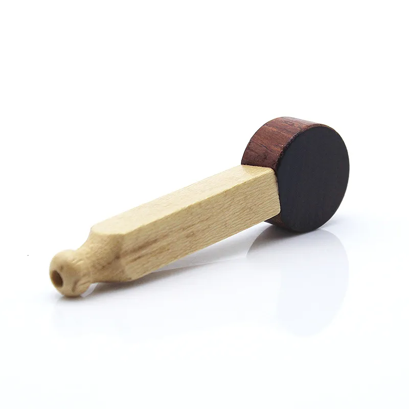 Creative Pure Handmade Solid Wood Pipe Spoon Shape Raw Iron Pot Filter Color Matching Wood Tobacco Pipe