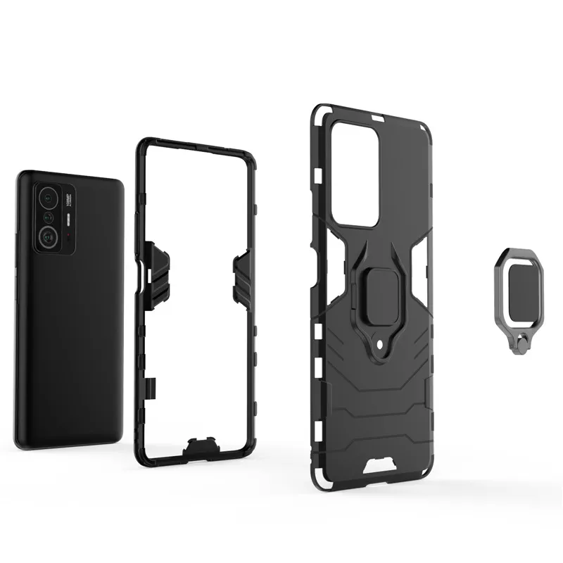 Étuis antichoc pour Xiaomi Mi 11T Pro, 6.67 pouces, armure magnétique de luxe, support d'anneau en métal, couverture arrière pour Mi 10T Coke Deep