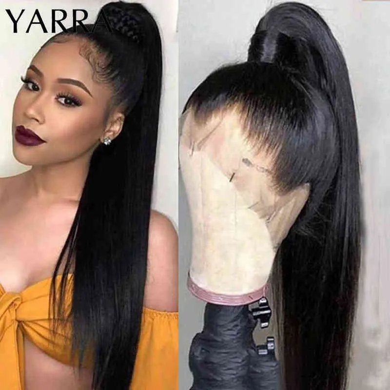 YARRA Brazilian Straight 13x4 Pre Plucked Lace Front Human Hair Wigs For Black Women 360 Transparent Full Frontal Wig 220609