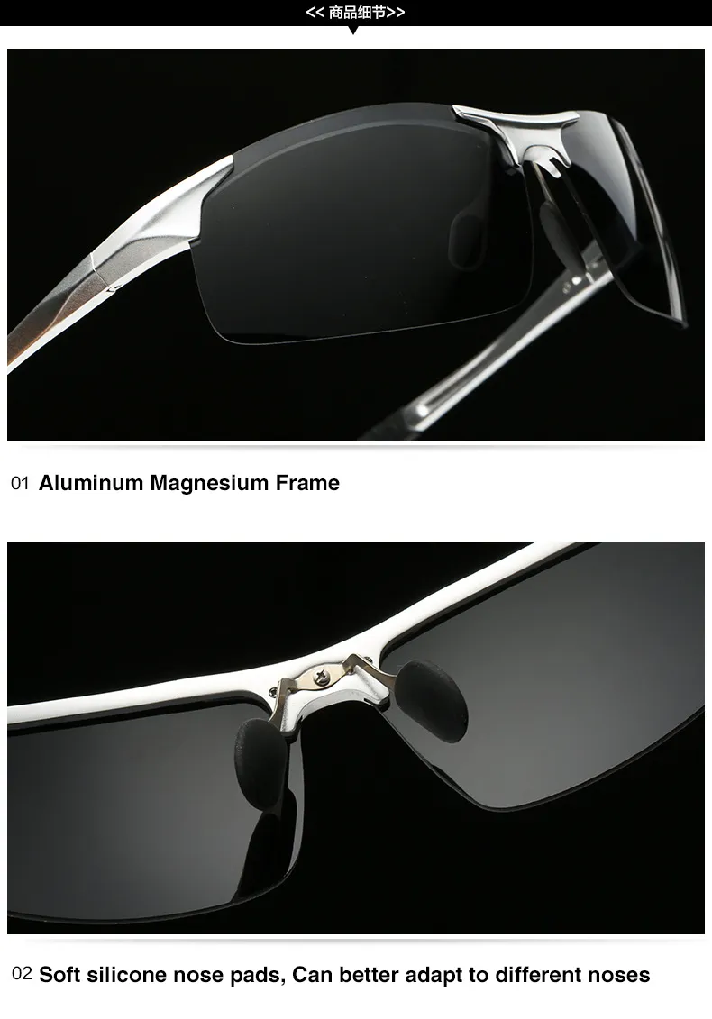 Aoron Driving Polarised Solglasögon Män aluminium magnesiumram Sport solglasögon förare Retros solglasögon UV400 anti 220620