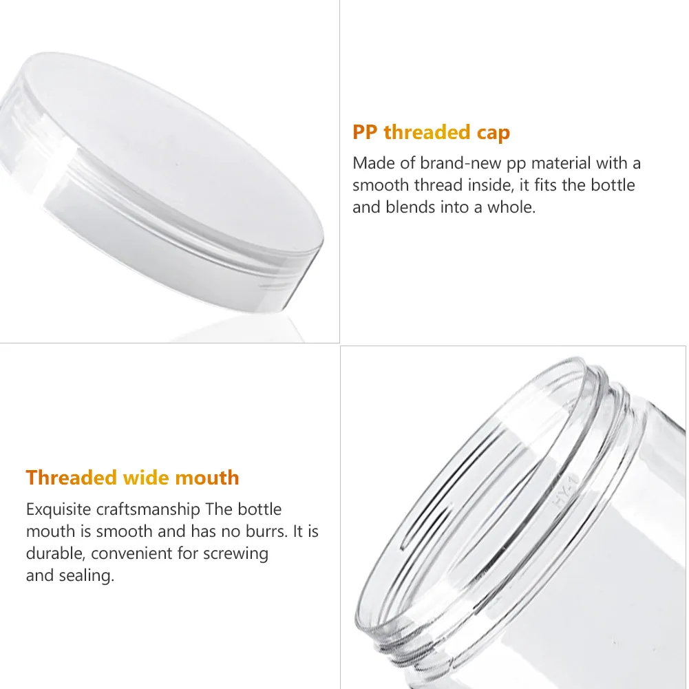 Wide Mouth Jar Leak Sample Clear Can Tin Lid Refillable Makeup Balm Proof Empty Plastic Storage Container Screw Face Cream