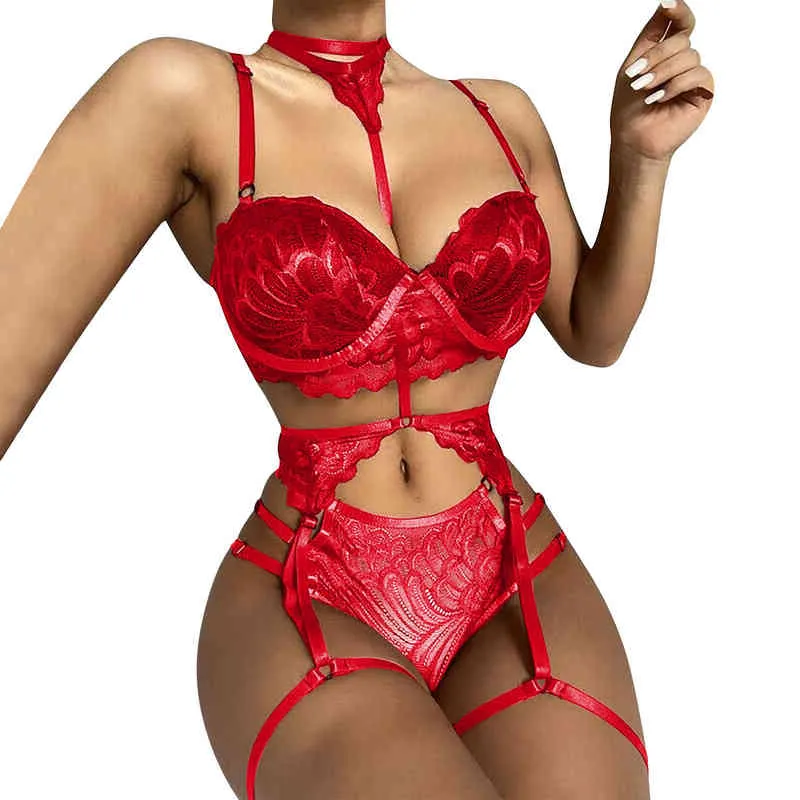 Женщины Inerie Set Erotic Bra Panty 3 Pac Lingerie Set Sexy Learch Withe Sets с поясной ремнем летняя вышивка Sexiless L220727