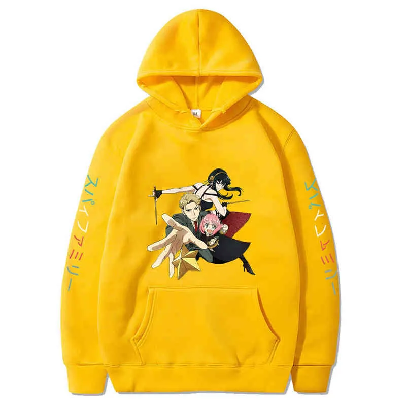 Japansk anime spion x familje hoodies män kawaii tecknad film anläggare vinter varma kläder streetwear unisex topps tröjor kvinnliga y220713