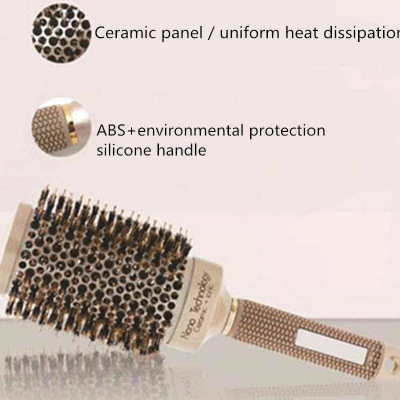 New Ceramic Ion Round Barrel Comb Hair Comb Brush Nano Hair Brush Hairdressers Hairdresser Styling tool Whole 30 216