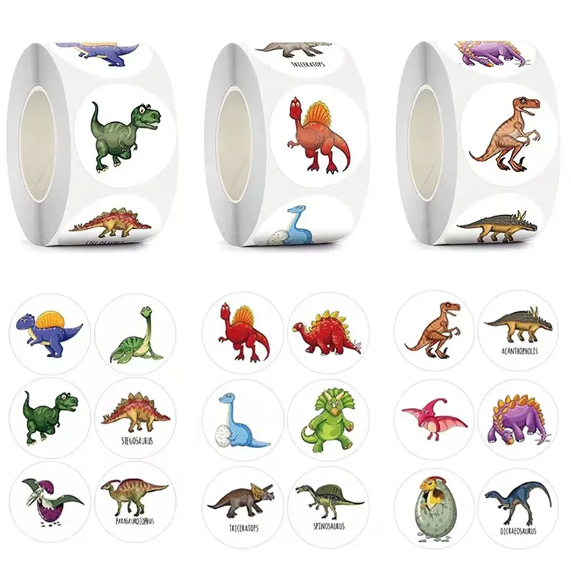 50 Cute Animal Dinosaur Stickers For Kids 1 Inch Boy Toy Game Birthday Classroom Party Reward Decoration 220716